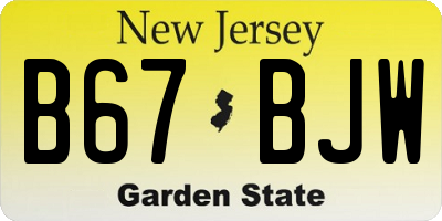 NJ license plate B67BJW