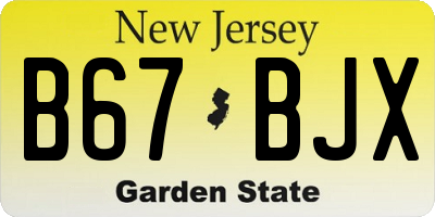 NJ license plate B67BJX