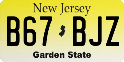 NJ license plate B67BJZ
