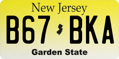 NJ license plate B67BKA