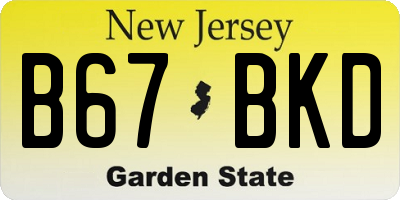 NJ license plate B67BKD