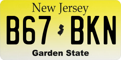 NJ license plate B67BKN