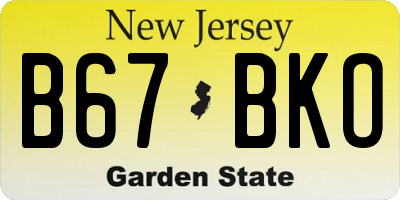 NJ license plate B67BKO