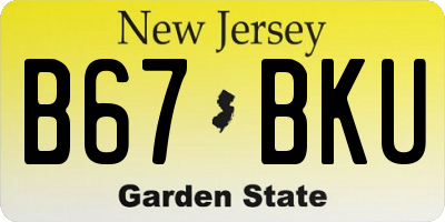 NJ license plate B67BKU