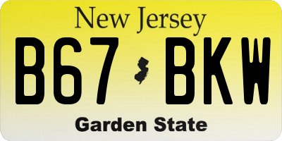 NJ license plate B67BKW