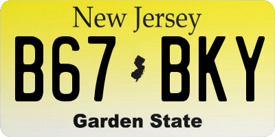 NJ license plate B67BKY