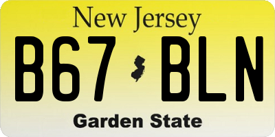 NJ license plate B67BLN