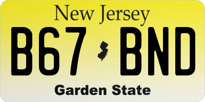 NJ license plate B67BND