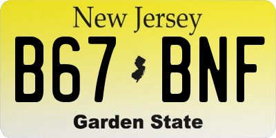 NJ license plate B67BNF