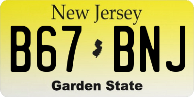 NJ license plate B67BNJ