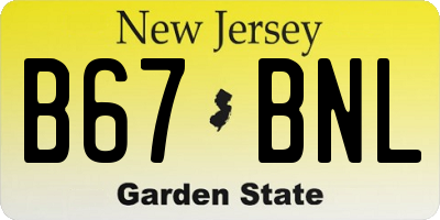 NJ license plate B67BNL