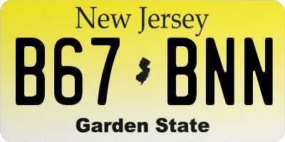 NJ license plate B67BNN
