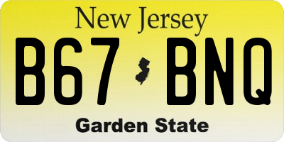 NJ license plate B67BNQ