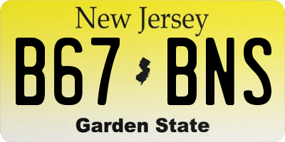 NJ license plate B67BNS