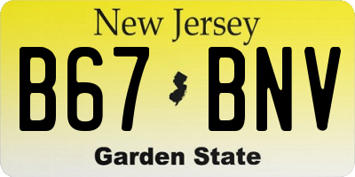 NJ license plate B67BNV