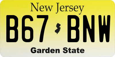 NJ license plate B67BNW