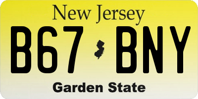 NJ license plate B67BNY