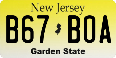 NJ license plate B67BOA