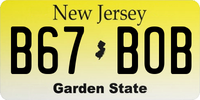 NJ license plate B67BOB
