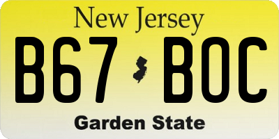 NJ license plate B67BOC