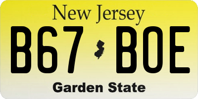 NJ license plate B67BOE