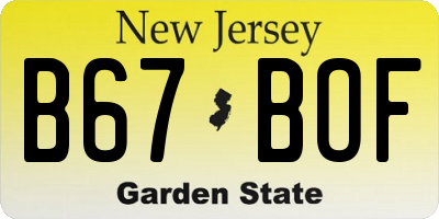 NJ license plate B67BOF