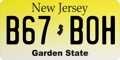 NJ license plate B67BOH