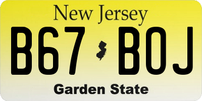 NJ license plate B67BOJ