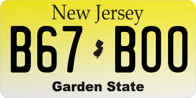 NJ license plate B67BOO
