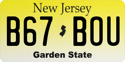 NJ license plate B67BOU