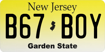 NJ license plate B67BOY