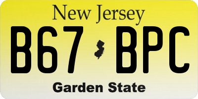 NJ license plate B67BPC