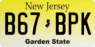 NJ license plate B67BPK