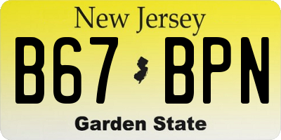 NJ license plate B67BPN