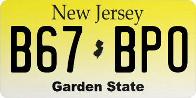NJ license plate B67BPO