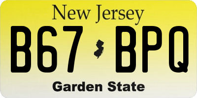 NJ license plate B67BPQ