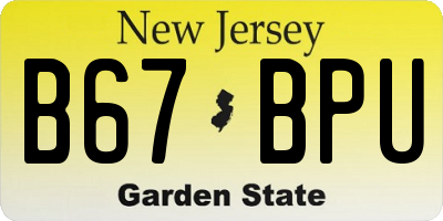 NJ license plate B67BPU