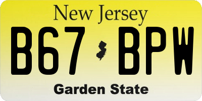 NJ license plate B67BPW
