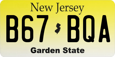 NJ license plate B67BQA