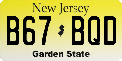 NJ license plate B67BQD