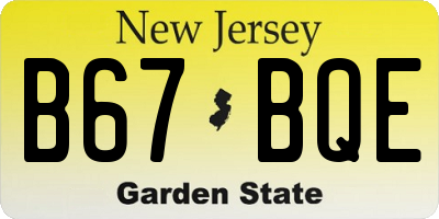 NJ license plate B67BQE
