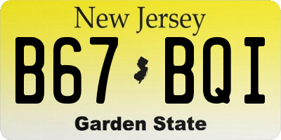 NJ license plate B67BQI