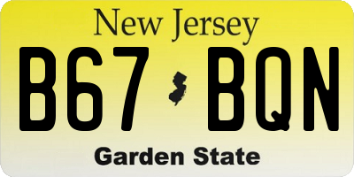 NJ license plate B67BQN