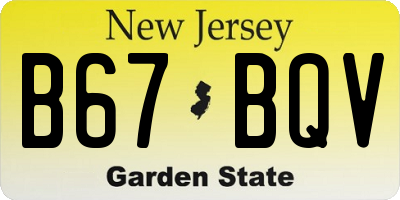 NJ license plate B67BQV