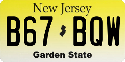 NJ license plate B67BQW