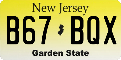 NJ license plate B67BQX