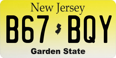NJ license plate B67BQY