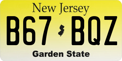 NJ license plate B67BQZ