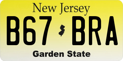 NJ license plate B67BRA