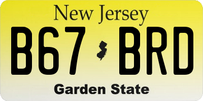 NJ license plate B67BRD